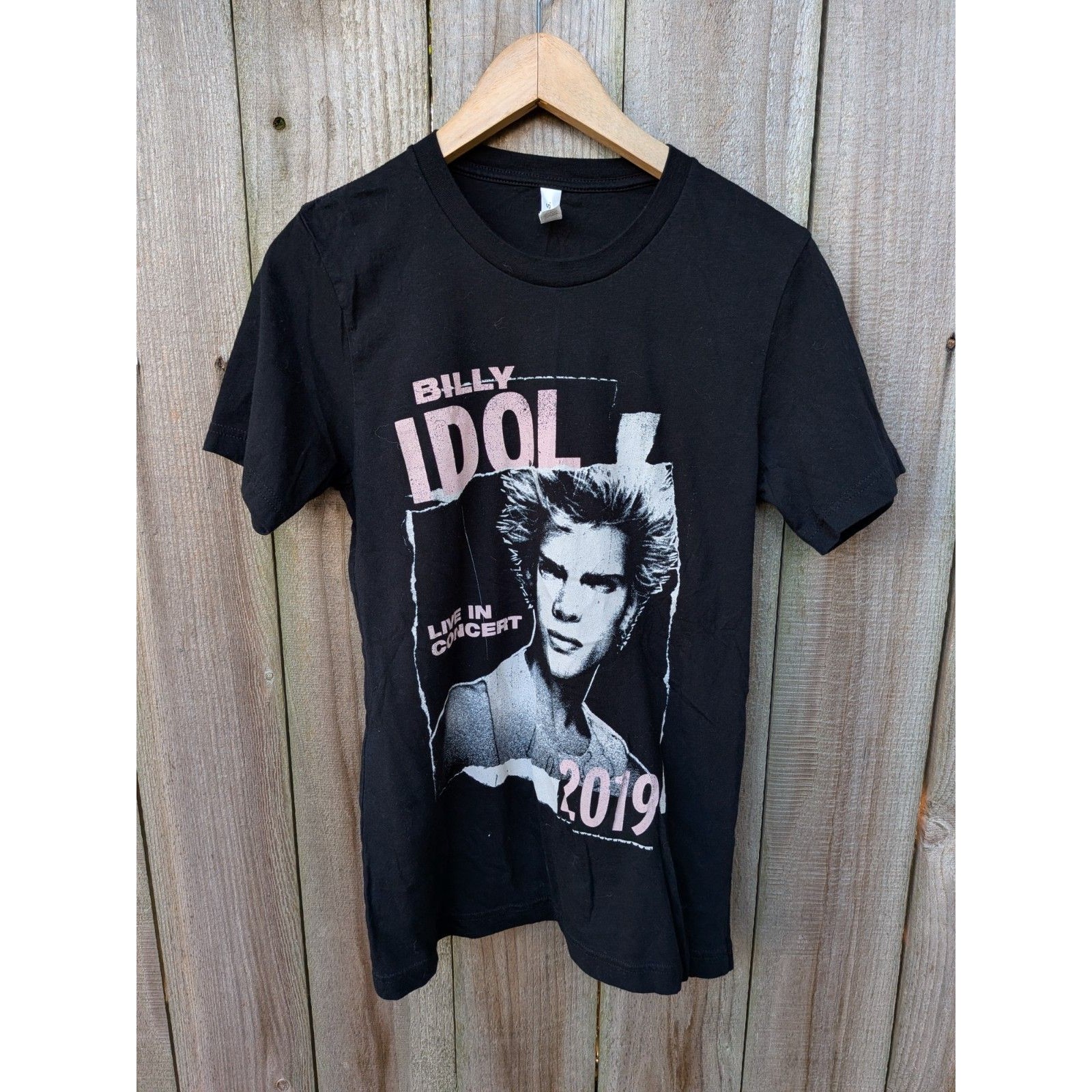 Billy Idol Live In Concert T Shirt 2019 Black Short Sleeve Small Double Sided